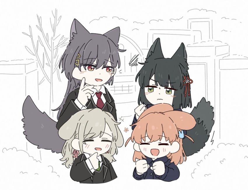 hinoshita kaho, momose ginko, ceras yanagida lilienfeld, and katsuragi izumi (love live! and 1 more) drawn by zueka27