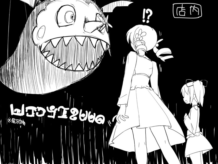 kaname madoka, tomoe mami, and charlotte (mahou shoujo madoka magica) drawn by jiji_(aardvark)