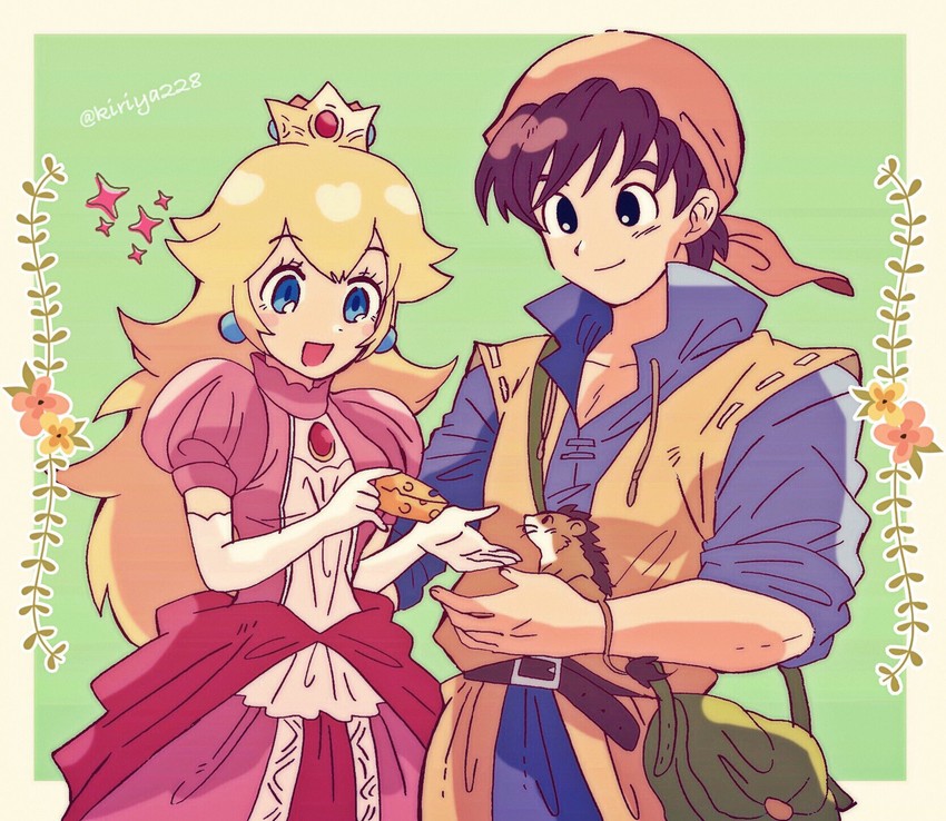 princess peach, hero, and munchie (mario and 3 more) drawn by kiriya_(552260)