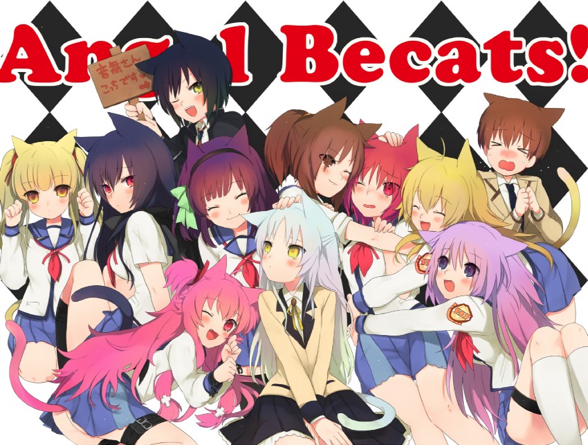 tachibana kanade, nakamura yuri, yui, otonashi yuzuru, naoi ayato, and 7 more (angel beats!) drawn by kippu