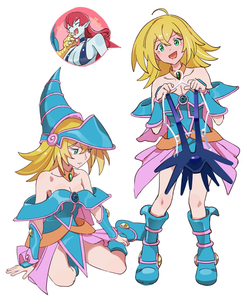 dark magician girl and harpie lady (yu-gi-oh!) drawn by futa_yuri_ryona