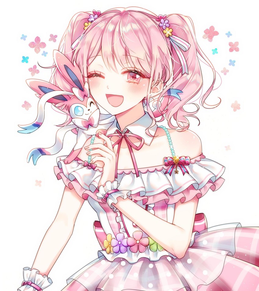 sylveon and maruyama aya (pokemon and 1 more) drawn by ttori