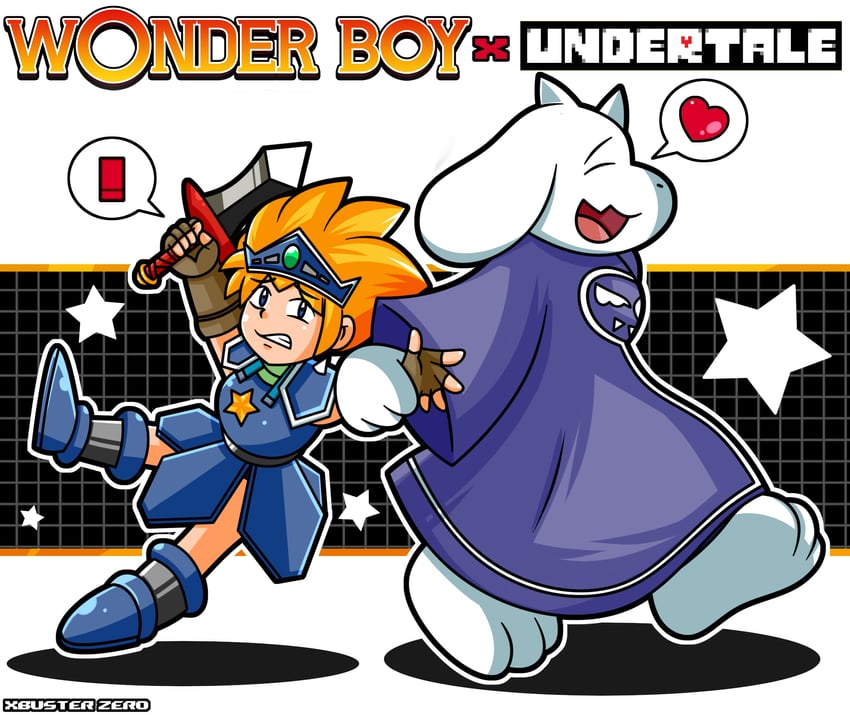 toriel and wonder boy (undertale and 3 more) drawn by xbuster