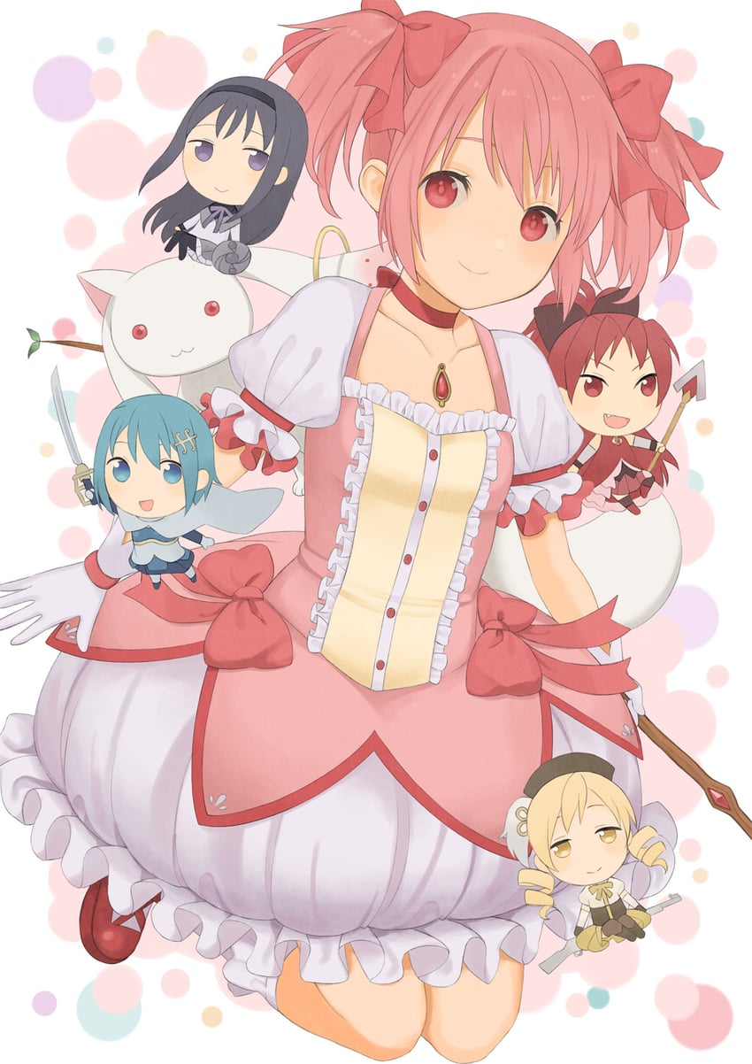 akemi homura, kaname madoka, miki sayaka, sakura kyoko, tomoe mami, and 1 more (mahou shoujo madoka magica) drawn by original-orange-610917