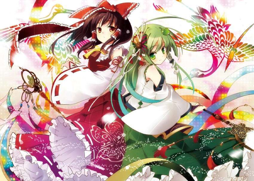 hakurei reimu and kochiya sanae (touhou) drawn by takashina_masato
