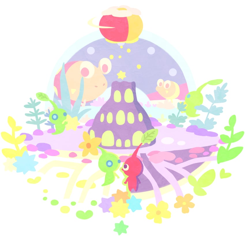 red pikmin, bulborb, and glow pikmin (pikmin and 1 more) drawn by topollo