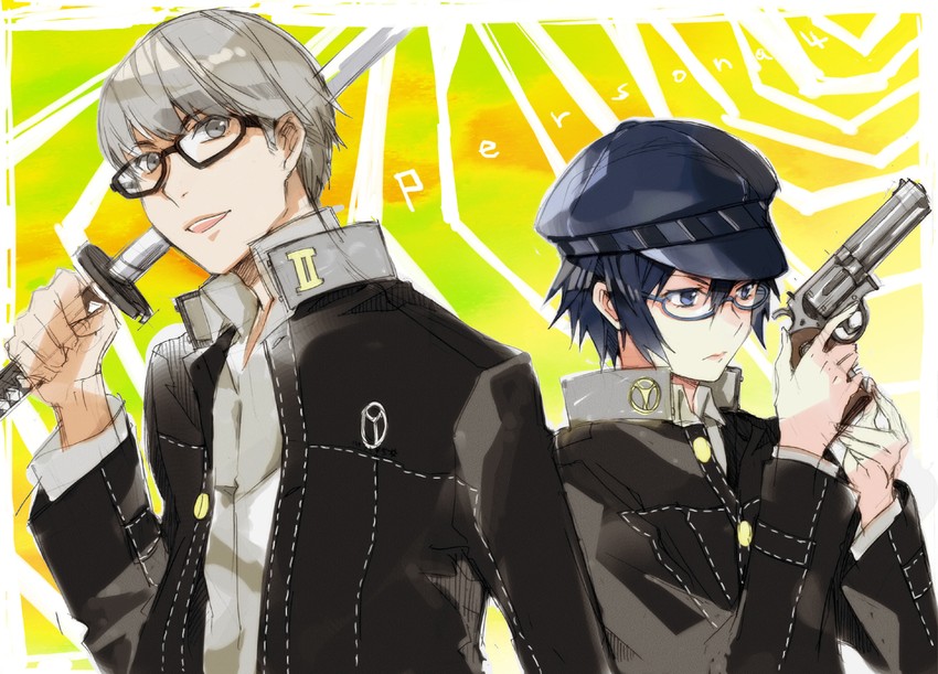 narukami yu and shirogane naoto (persona and 1 more) drawn by yoshida_morohe