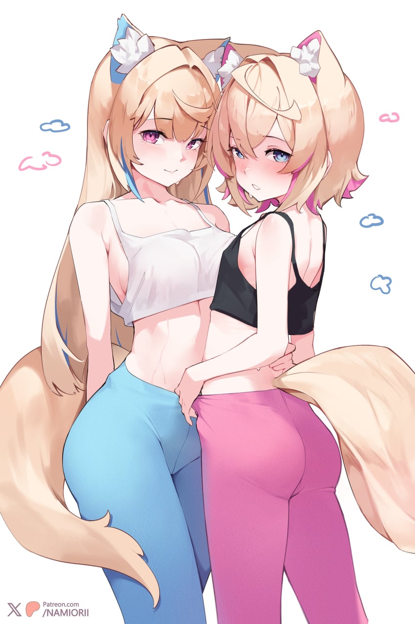 fuwawa abyssgard and mococo abyssgard (hololive and 1 more) drawn by namiorii