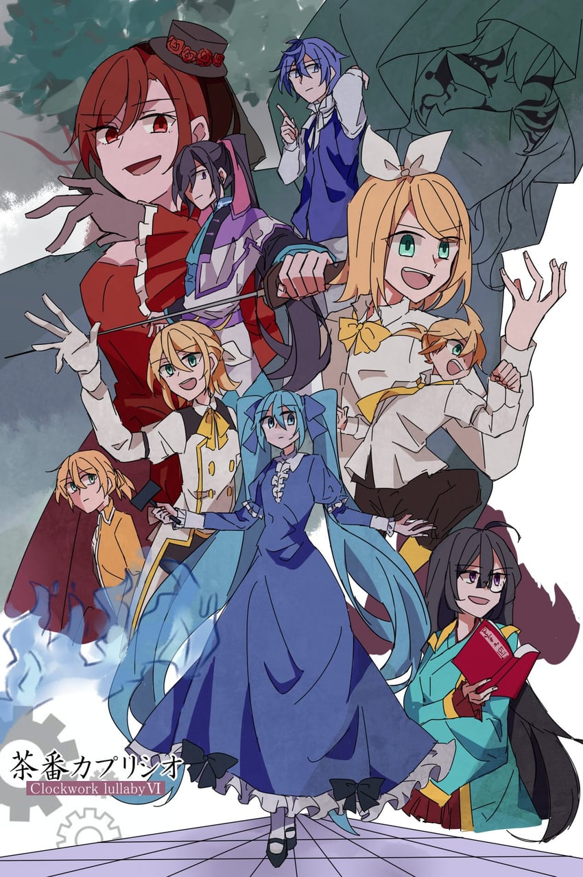 hatsune miku, kagamine rin, kagamine len, kaito, meiko, and 13 more (vocaloid and 2 more) drawn by anno_voc