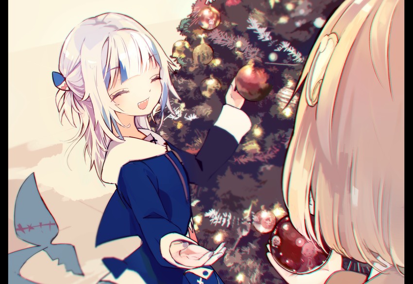 gawr gura and watson amelia (hololive and 1 more) drawn by saya_(sayaya)