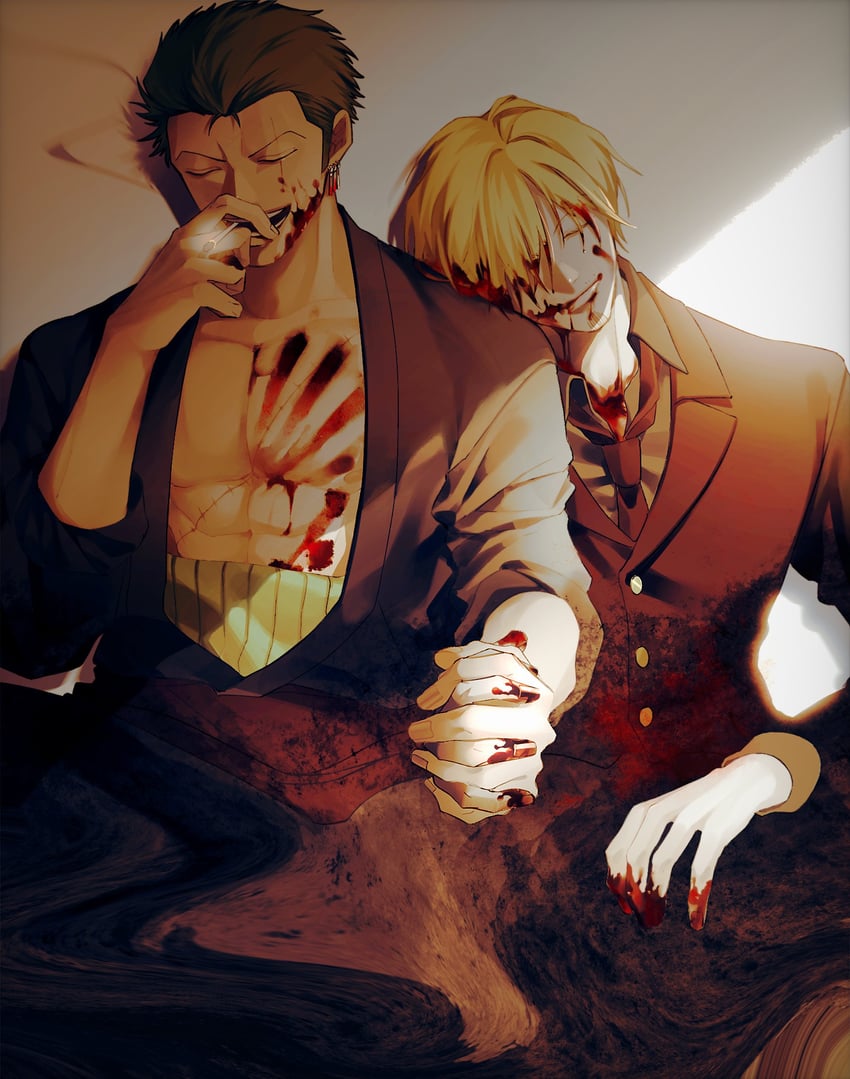 roronoa zoro and sanji (one piece) drawn by mlh7q