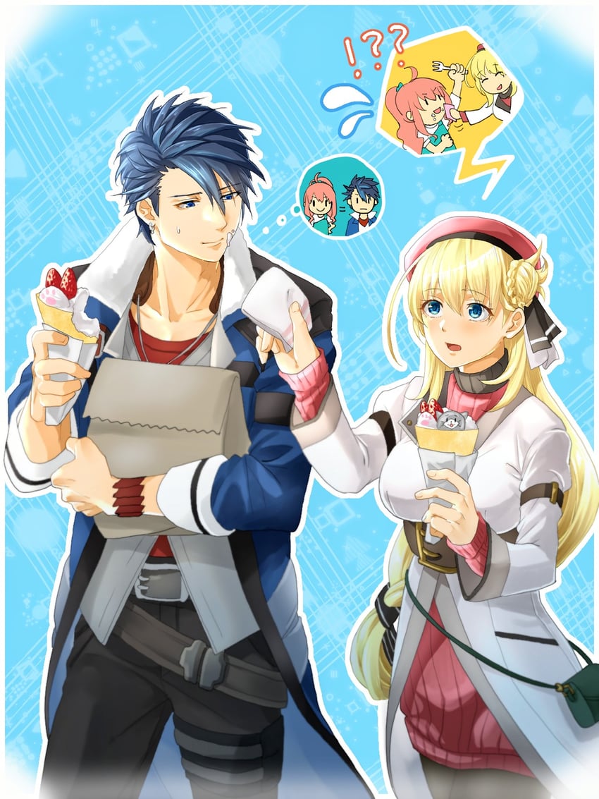 agnes claudel, van arkride, mishy, and yume (eiyuu densetsu and 2 more) drawn by mikamikiseki