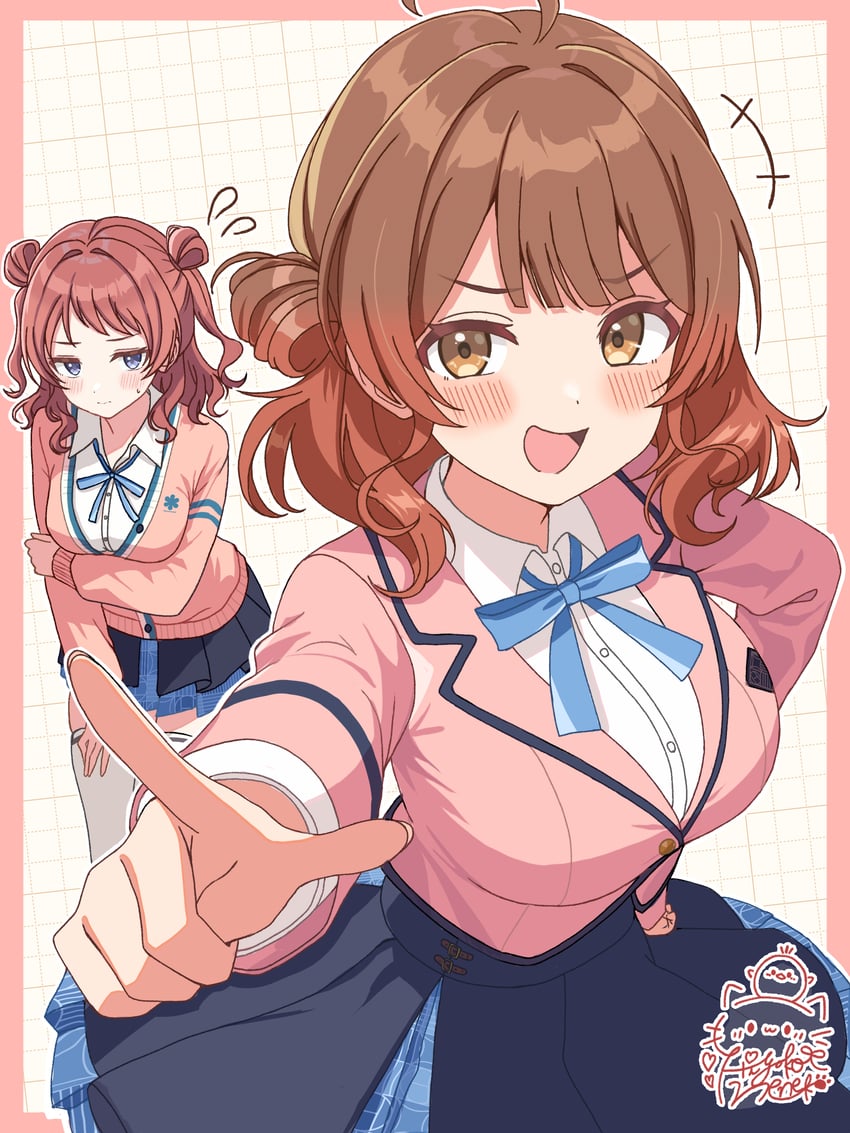 hanami ume and hanami saki (idolmaster and 1 more) drawn by hiyoko_neneko