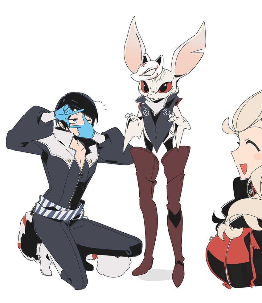 takamaki anne, panther, kitagawa yuusuke, fox, and heismay (persona and 2 more) drawn by agata120