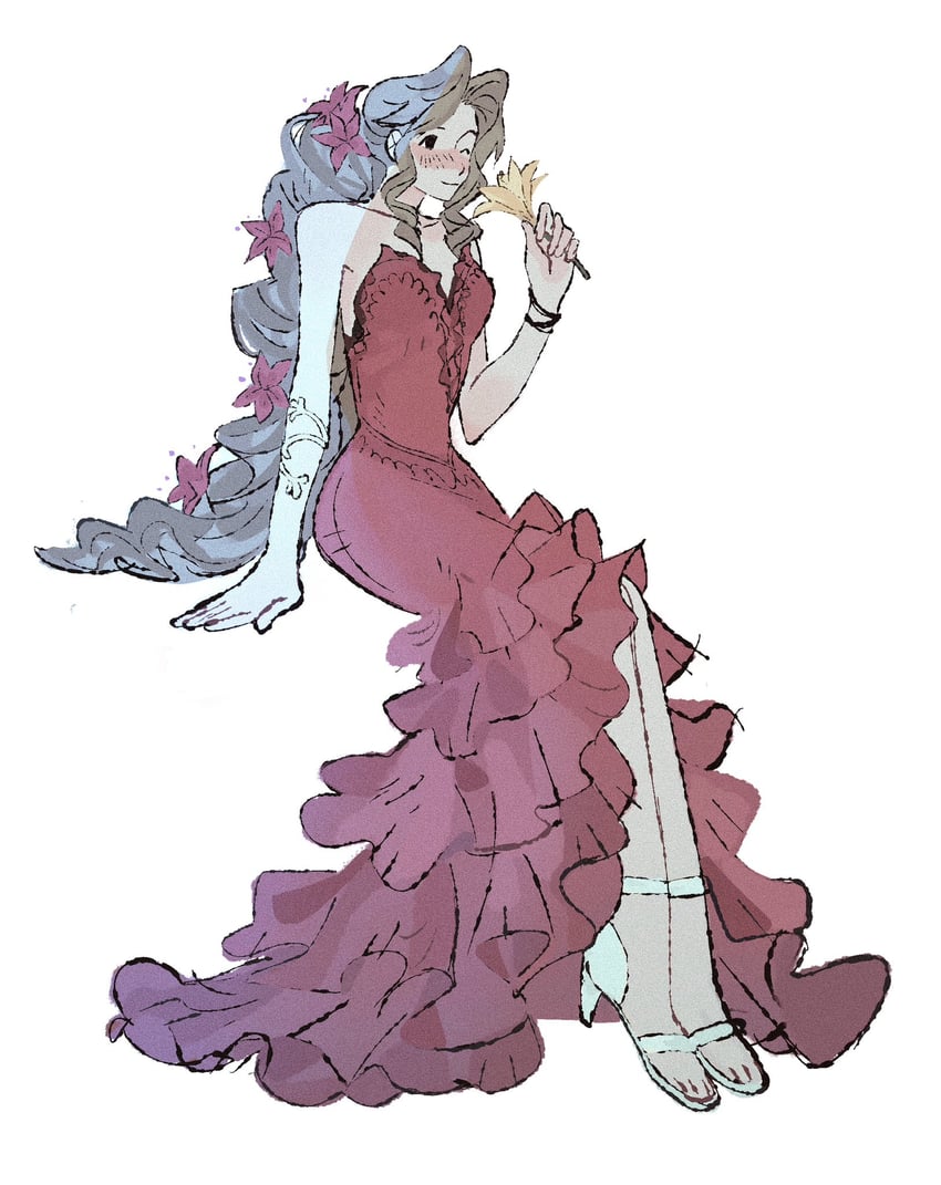 aerith gainsborough (final fantasy and 2 more) drawn by jaysoysaucee