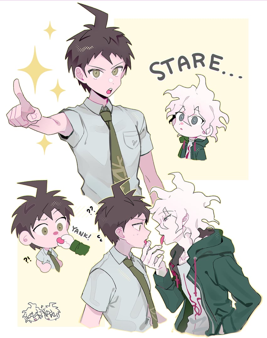 komaeda nagito and hinata hajime (danganronpa and 1 more) drawn by okamotoo