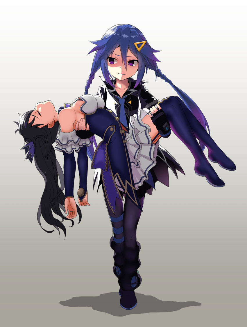 noire and ankokuboshi kurome (neptune) drawn by yani_(nokori_life1)