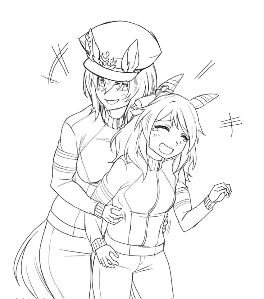 hishi miracle and kurofune (original and 1 more) drawn by fukuro_(maruaru00)