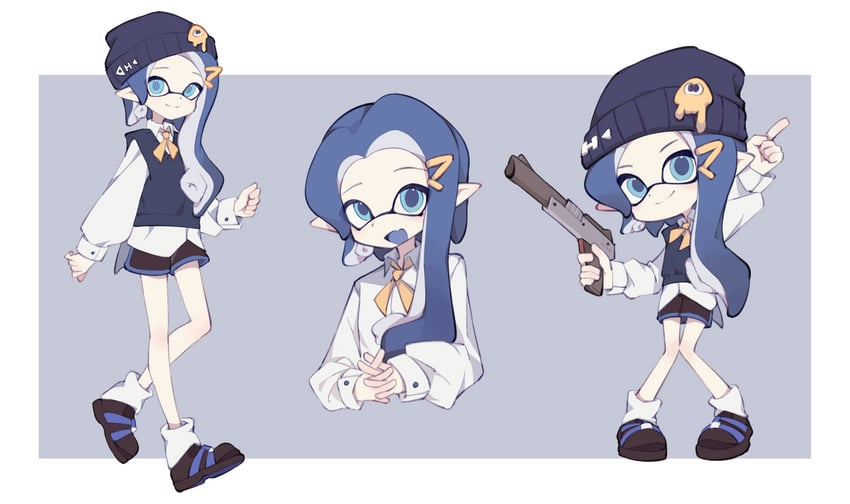 inkling player character and inkling girl (splatoon) drawn by mari_sleep