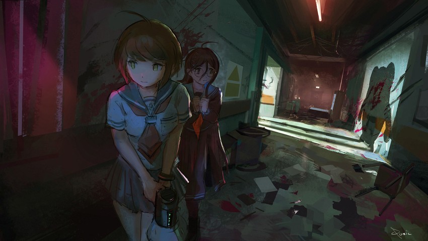 monokuma, fukawa toko, and naegi komaru (danganronpa and 1 more) drawn by qosic