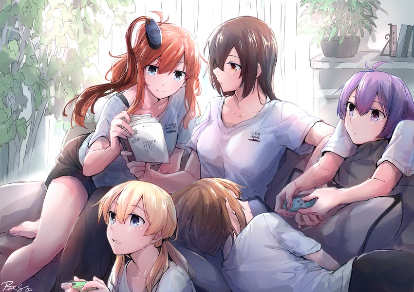 nagato, prinz eugen, mutsu, saratoga, and sakawa (kantai collection) drawn by pin.s