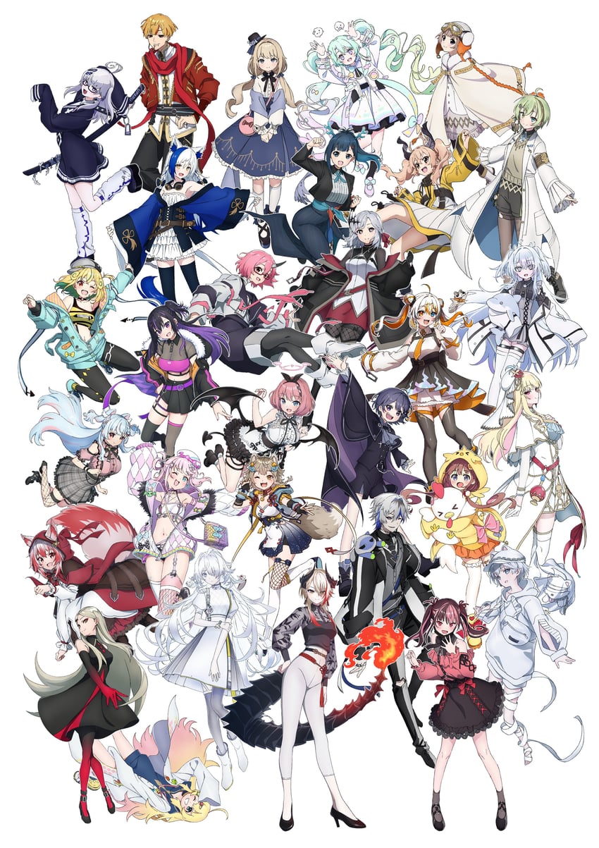 aomiya yozuri, syusetu kohaku, otokado ruki, kujou ringo, kagase uno, and 25 more (vee and 2 more) drawn by makicha_(sasurainopink)