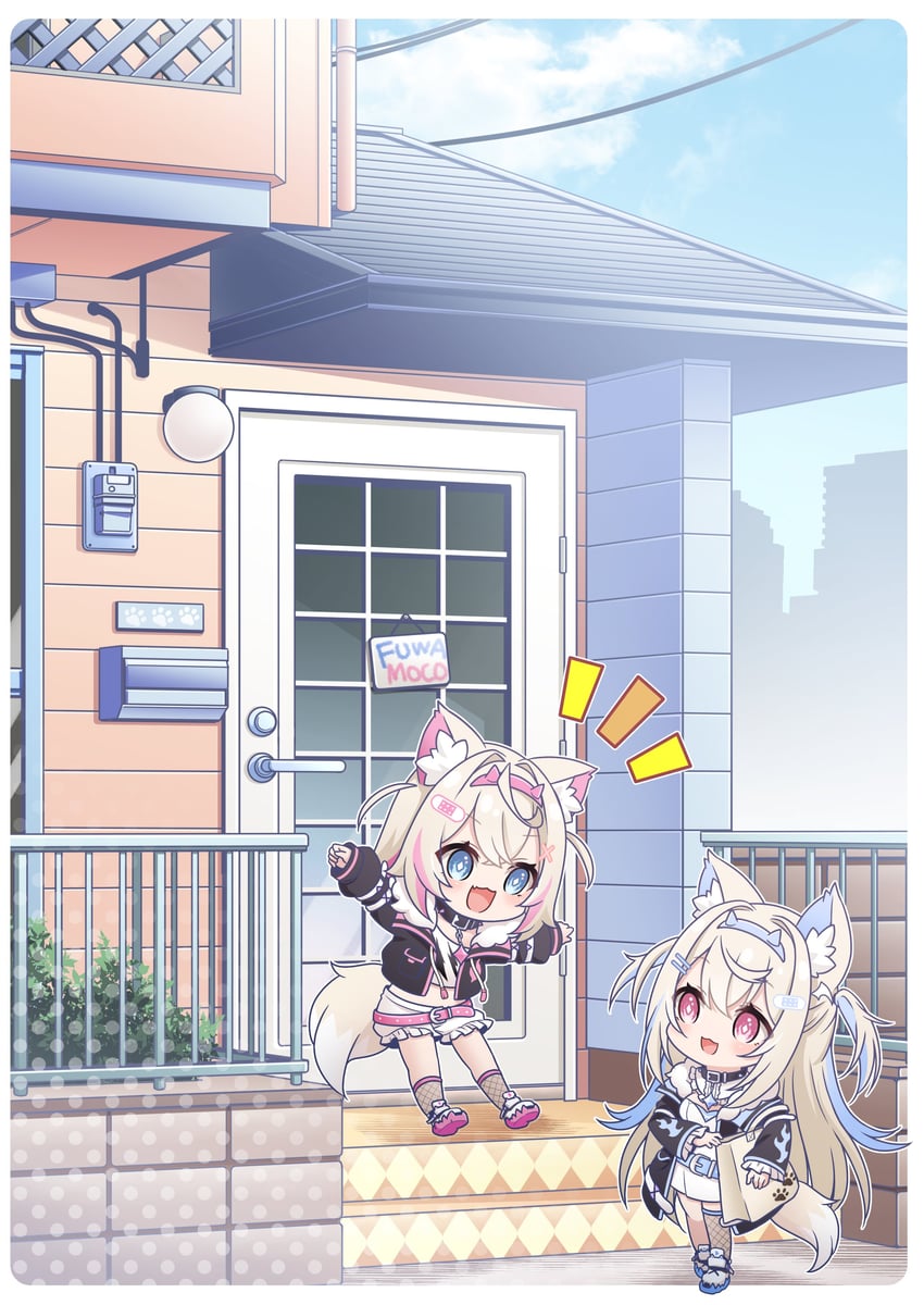 fuwawa abyssgard and mococo abyssgard (hololive and 1 more) drawn by kadose_ara
