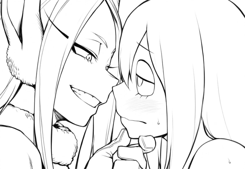 mirko and asui tsuyu (boku no hero academia) drawn by parallaxfused