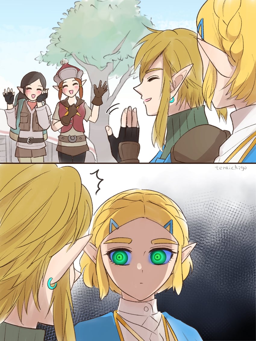 link, princess zelda, and light dragon (the legend of zelda and 1 more) drawn by teraichigo