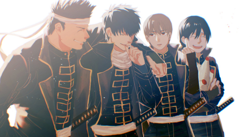 okita sougo, hijikata toushirou, kondou isao, and yamazaki sagaru (gintama) drawn by kataruruni