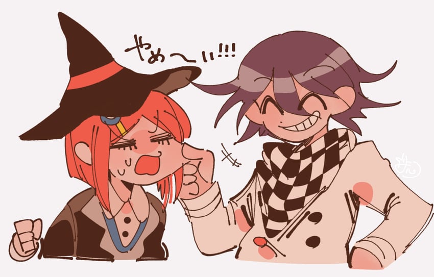 oma kokichi and yumeno himiko (danganronpa and 1 more) drawn by ahirumamire