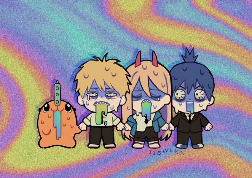 power, denji, hayakawa aki, and pochita (chainsaw man) drawn by 118ween
