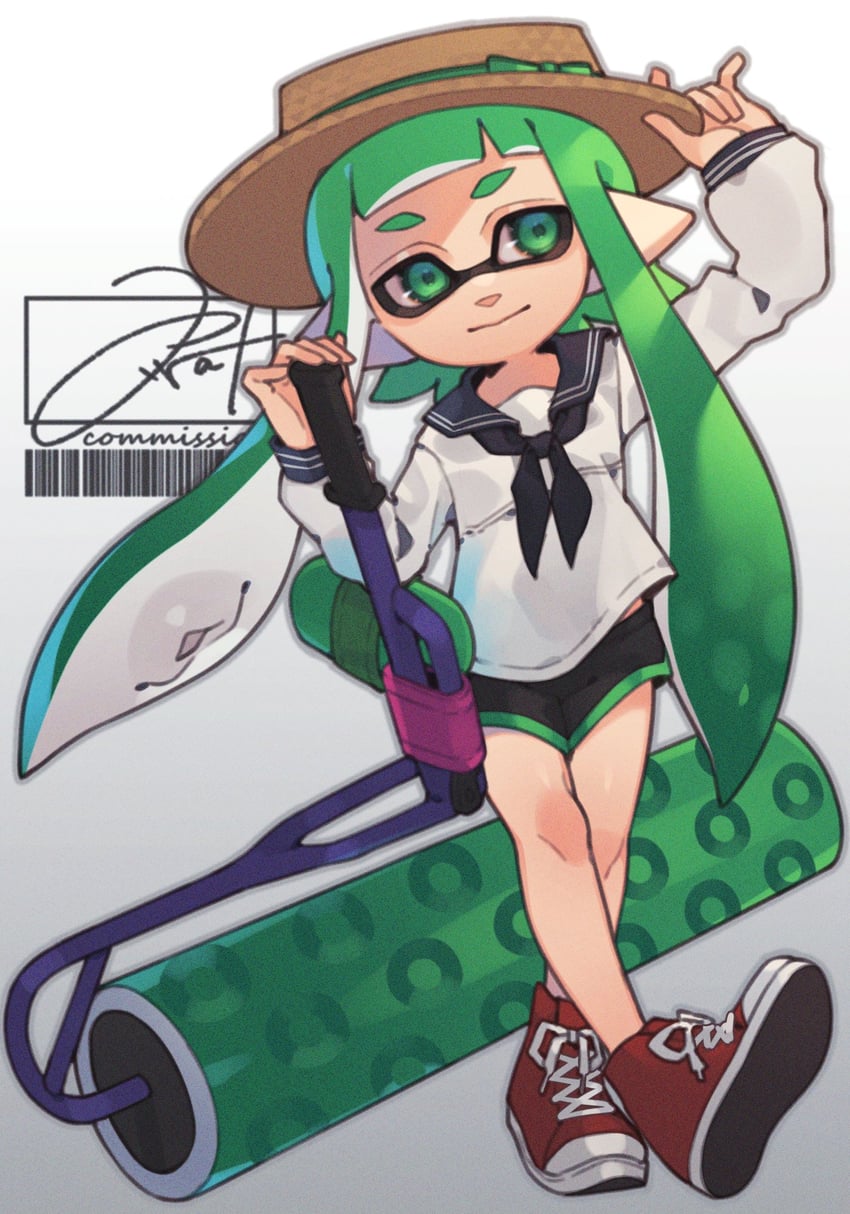 inkling player character and inkling girl (splatoon) drawn by prat_rat