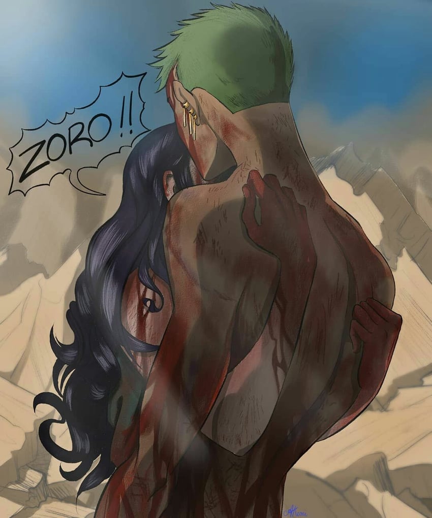 nico robin and roronoa zoro (one piece) drawn by let_universal