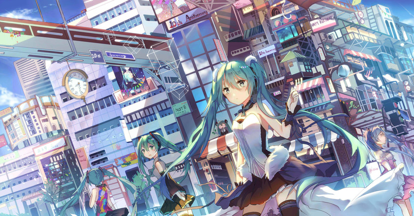 hatsune miku and hachune miku (vocaloid and 4 more) drawn by mada_(shizhou)