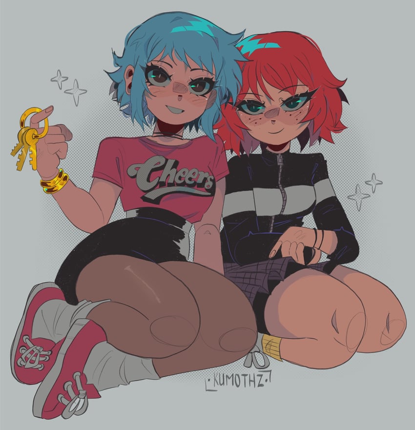 ramona flowers and kim pine (scott pilgrim) drawn by kumothz