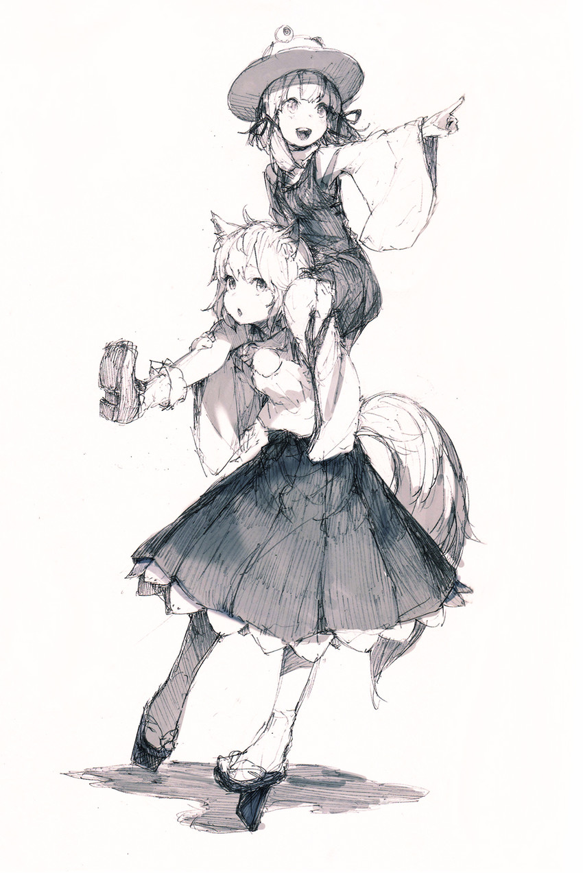 inubashiri momiji and moriya suwako (touhou) drawn by junwool