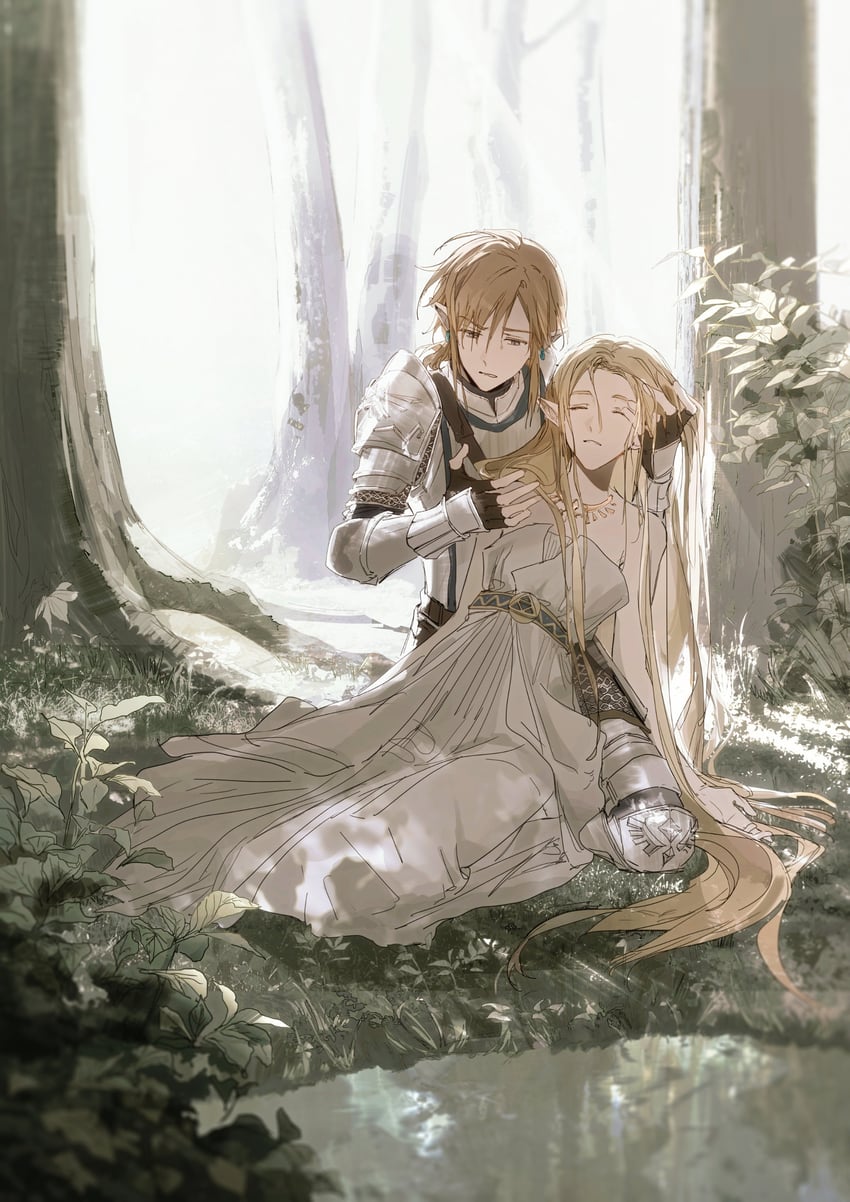 link and princess zelda (the legend of zelda and 1 more) drawn by yuno_11_02