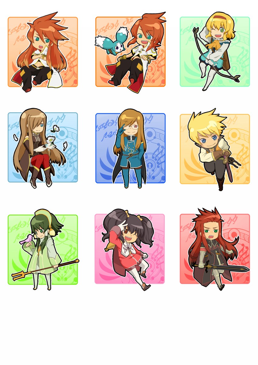 tear grants, luke fon fabre, anise tatlin, natalia luzu kimlasca lanvaldear, jade curtiss, and 5 more (tales of and 1 more) drawn by shiki_123