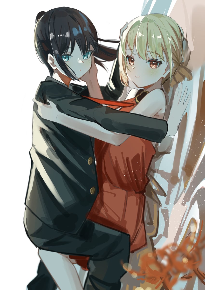 nishikigi chisato and inoue takina (lycoris recoil) drawn by nappi0110