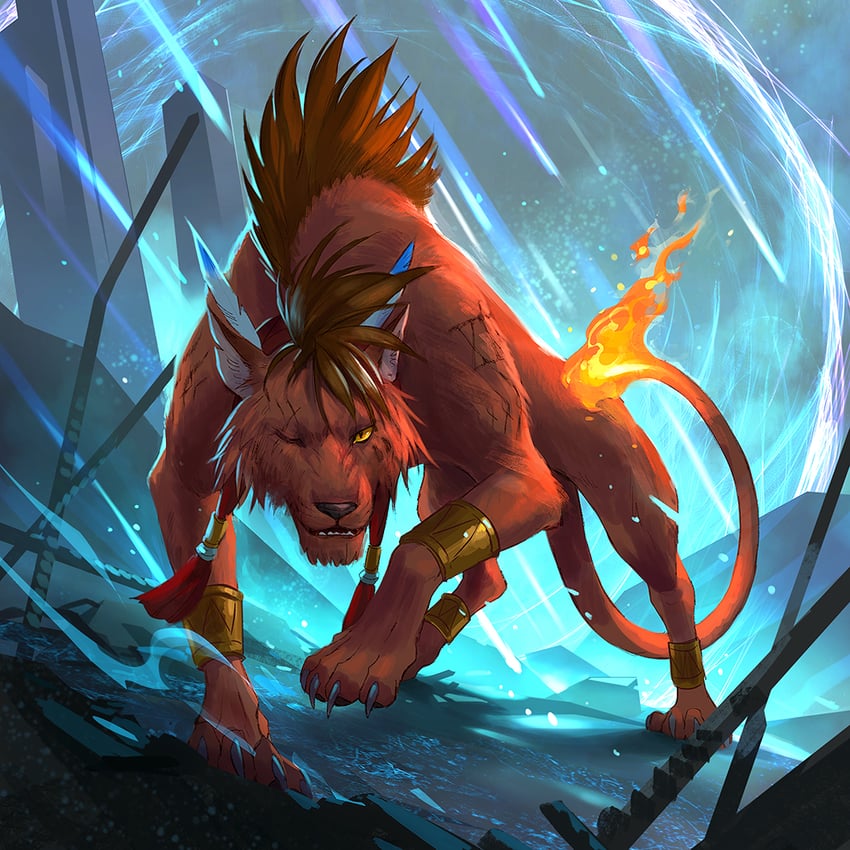 red xiii (final fantasy and 2 more) drawn by sandara