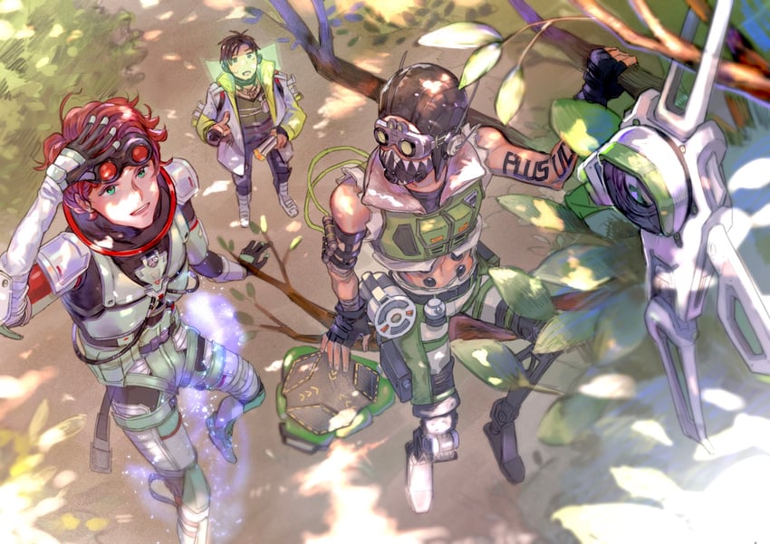 crypto, octane, horizon, and hack (apex legends) drawn by kawaniwa