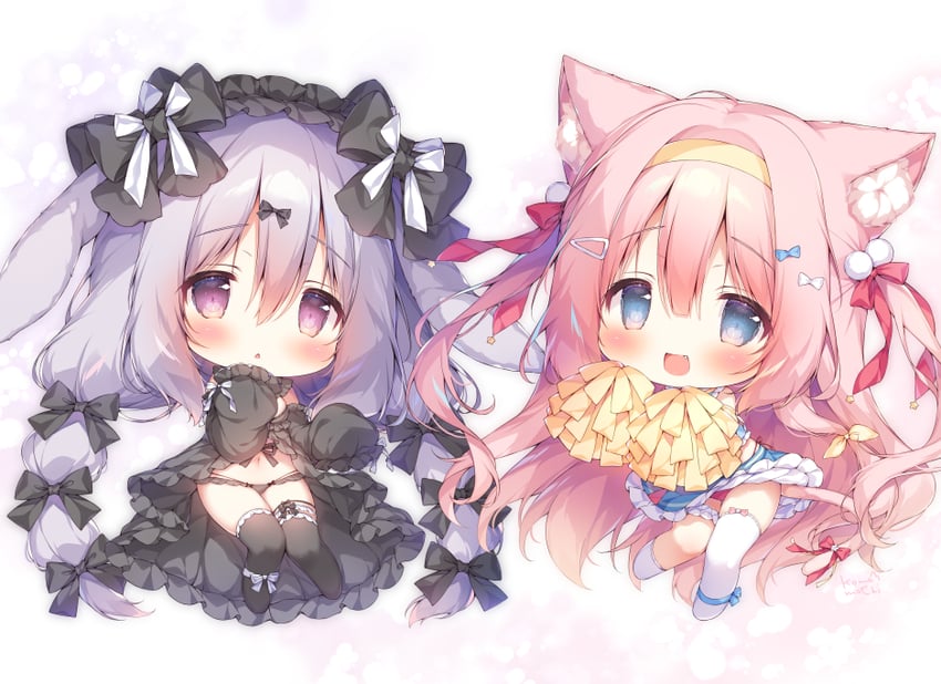 azuki mion and yoizuki musubi (original) drawn by momozu_komamochi