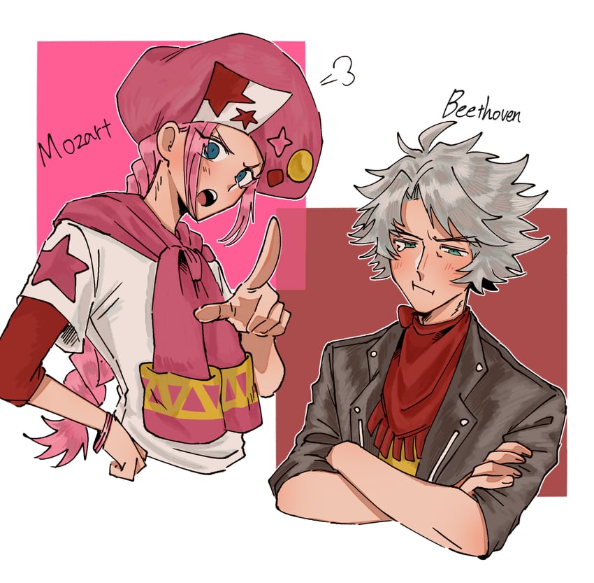 ludwig van beethoven and wolfgang amadeus mozart (classicaloid) drawn by hanpa_(user_cspa4528)