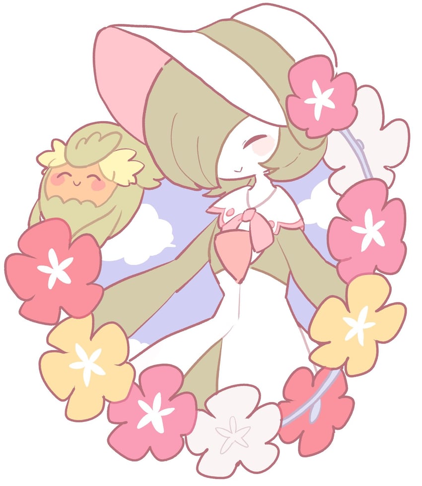 gardevoir and comfey (pokemon and 1 more) drawn by kino_haruc