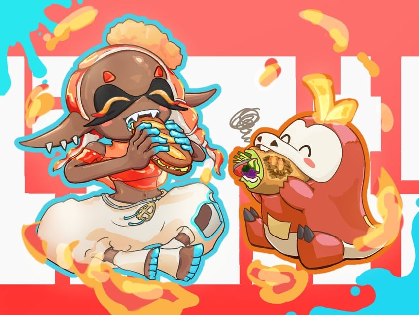 fuecoco and frye (pokemon and 3 more) drawn by murase_(muraselelait)