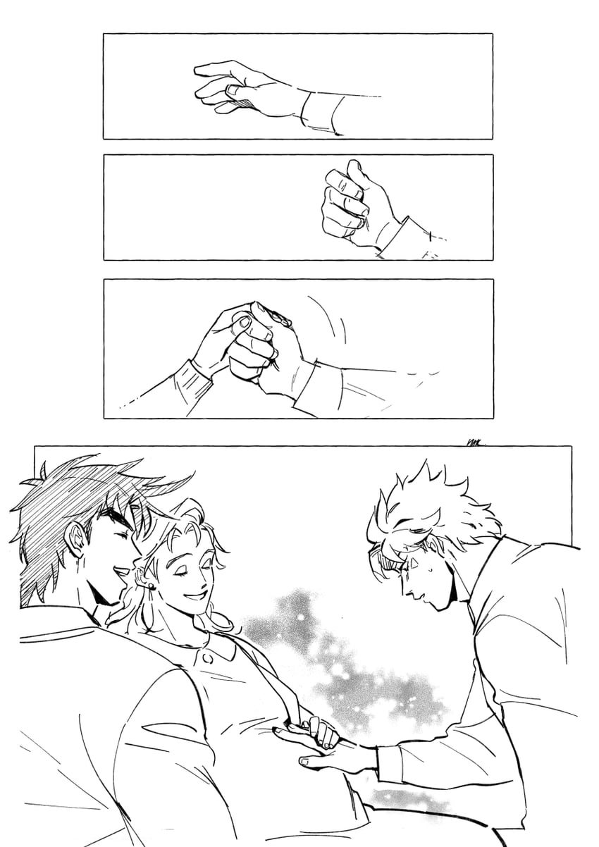 joseph joestar, caesar anthonio zeppeli, and suzi q (jojo no kimyou na bouken and 1 more) drawn by hakmonss