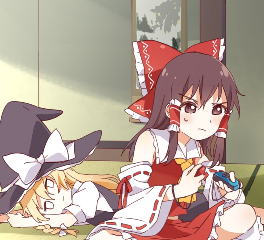 hakurei reimu and kirisame marisa (touhou) drawn by sasaki_sakiko