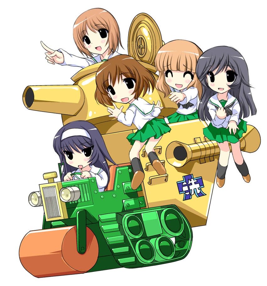 nishizumi miho, akiyama yukari, takebe saori, reizei mako, and isuzu hana (girls und panzer and 1 more) drawn by akayama_toshifumi