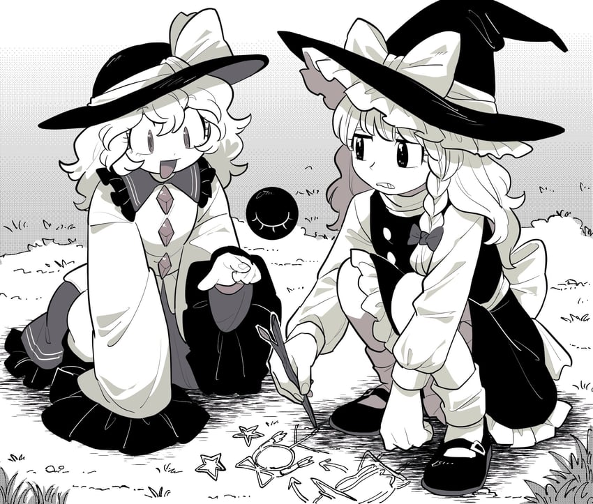 hakurei reimu, kirisame marisa, and komeiji koishi (touhou and 1 more) drawn by furukawa_(yomawari)